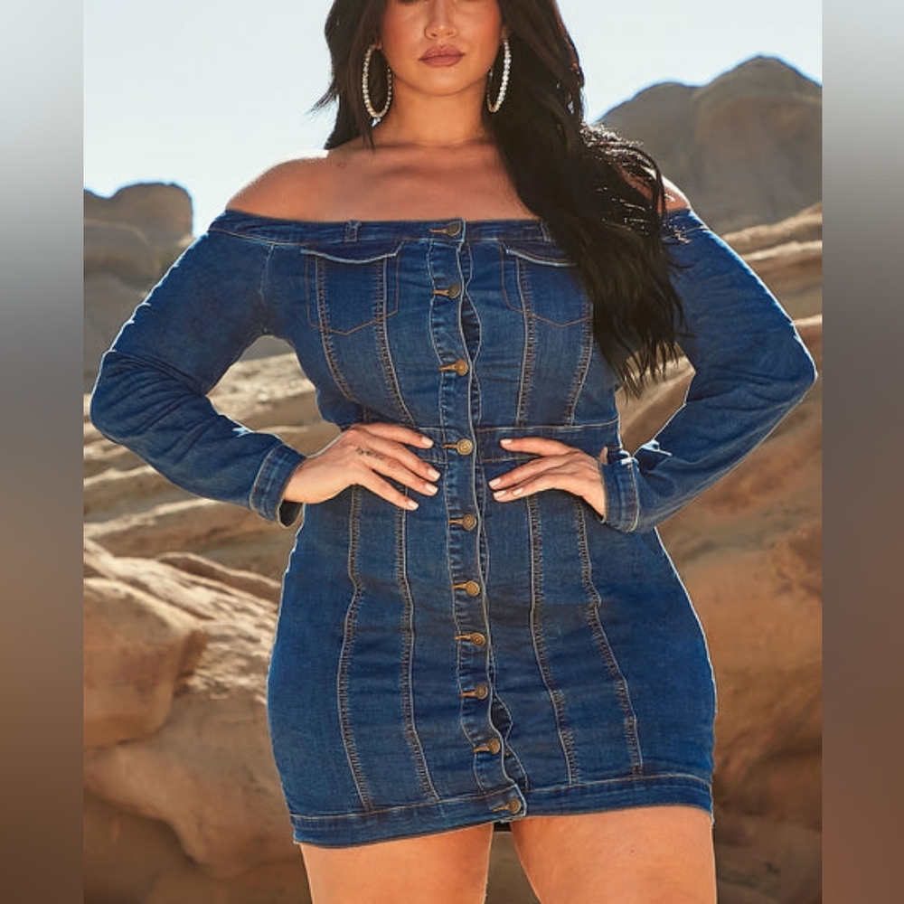 Plus size 2X Womens Denim Dress sexy 🔥Fashion Nova 💋